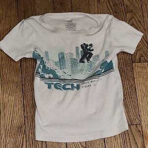 Carter's White Short Sleeve Tee with Teal Surf & City Graphic and TECH Text